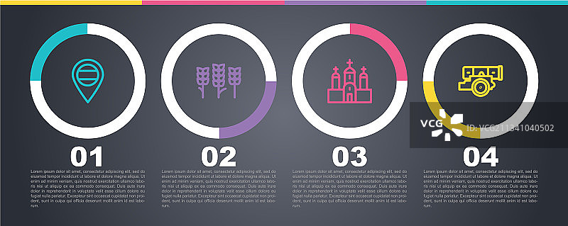 线条定位俄罗斯小麦、教堂建筑图片素材