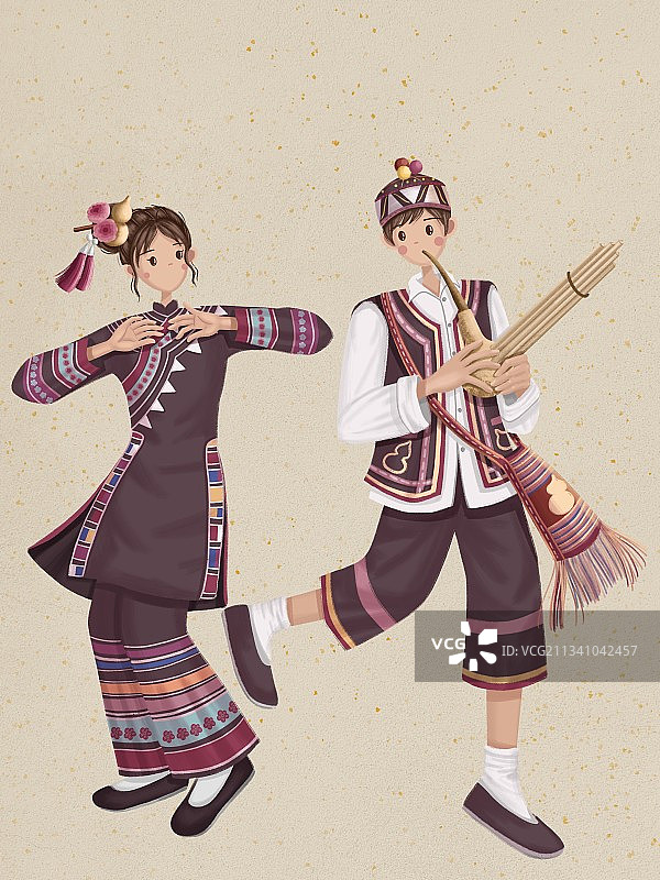 拉祜族少男少女图片素材