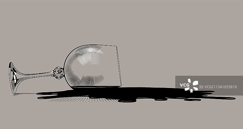 倒置的透明酒杯和污渍图片素材