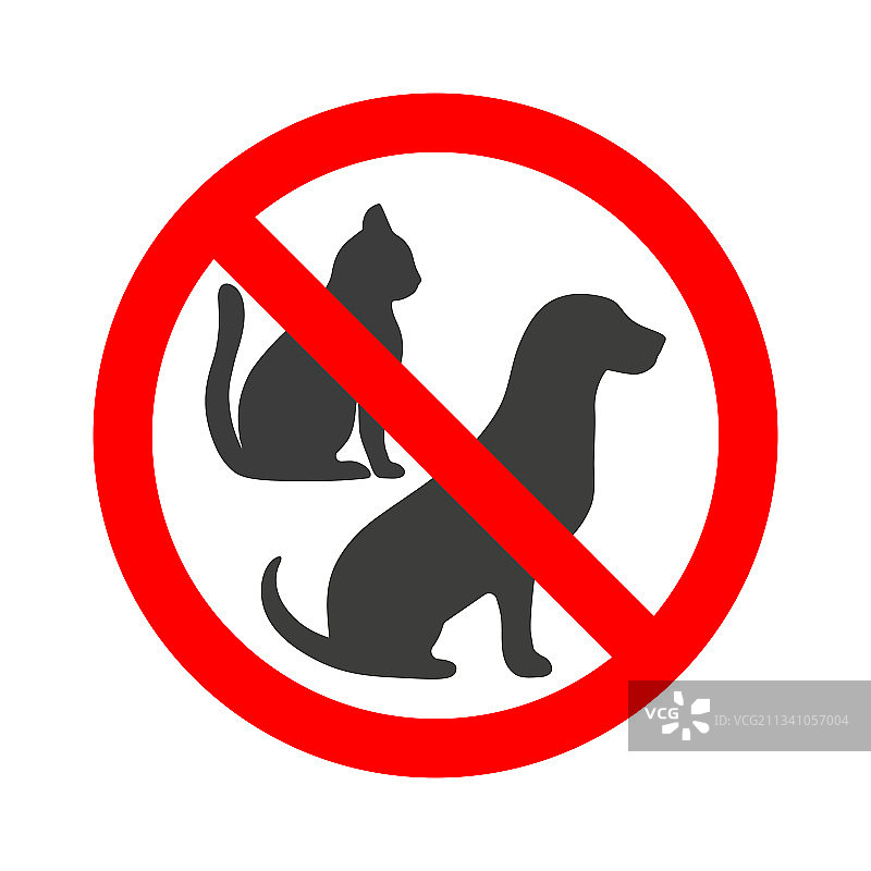 禁止犬猫标志（红色斜杠圆圈）图片素材