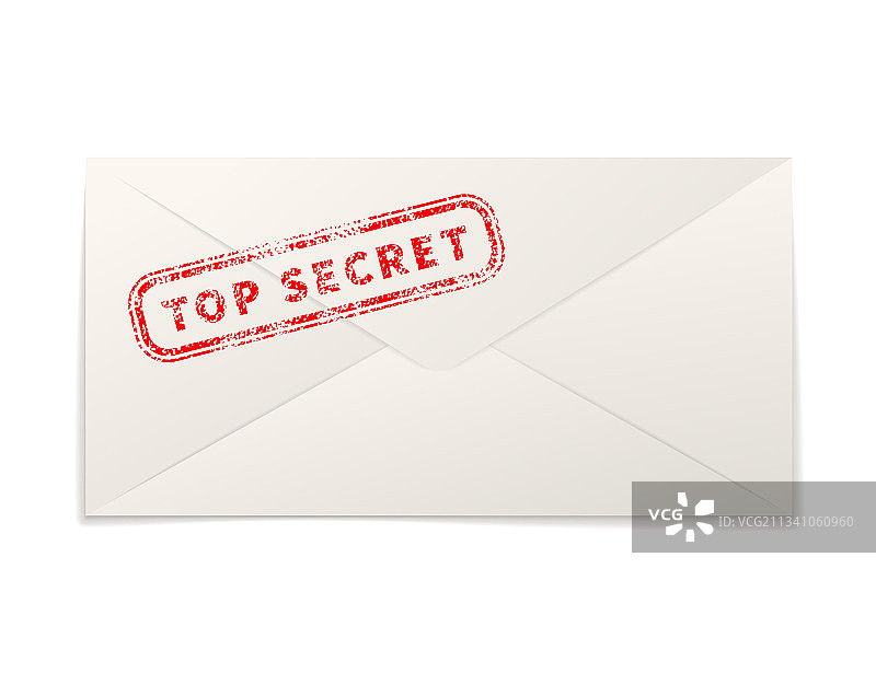 逼真纸质信封与红色绝密印章图片素材