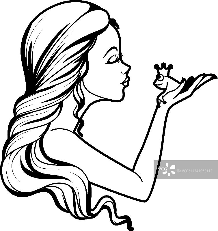 公主与青蛙涂色书图片素材