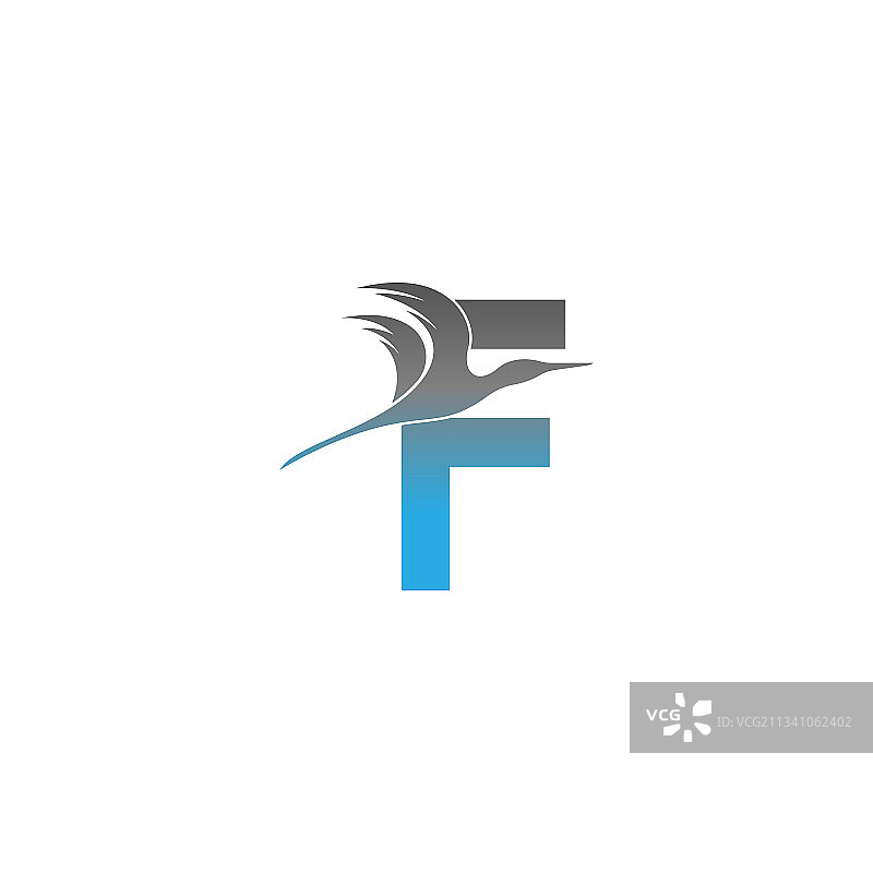 带有鹈鹕鸟图标设计的字母F标志图片素材