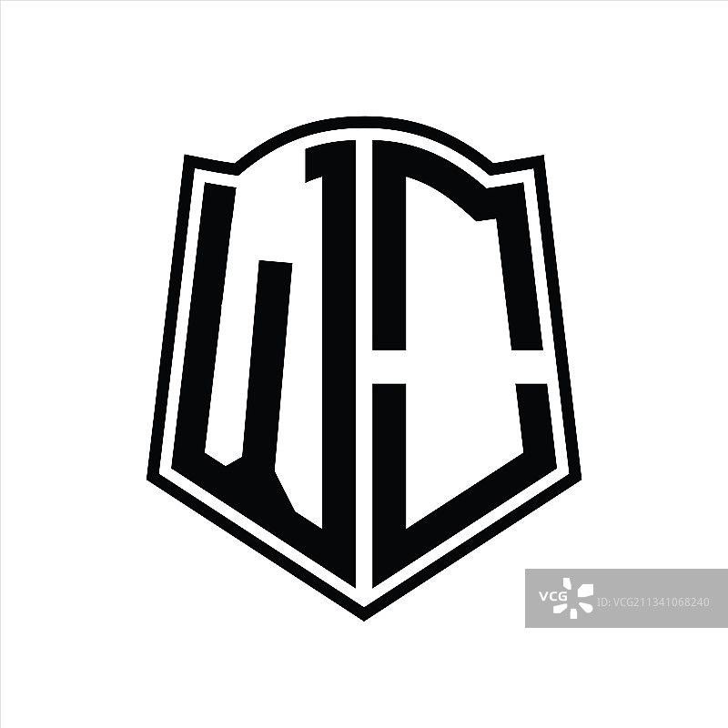 WO标志单字母组合盾牌外形设计图片素材