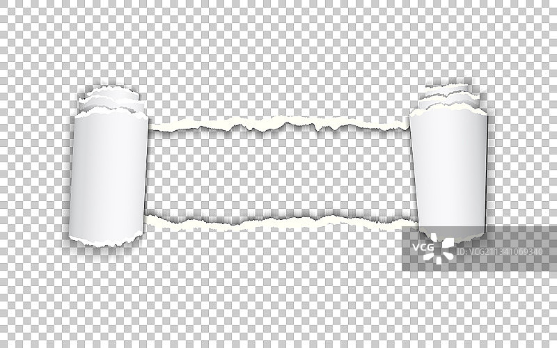 透明背景上的卷边撕裂纸张图片素材