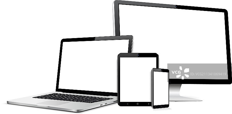 设备屏幕模型：智能手机、平板电脑、笔记本电脑图片素材