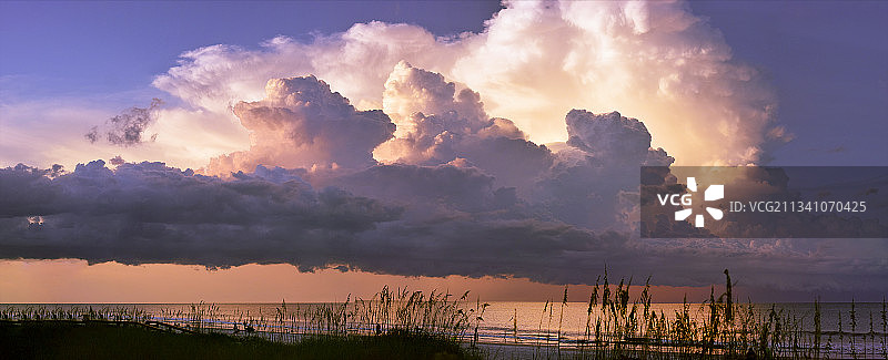 美国佛罗里达州杰克逊维尔日落海景全景图片素材