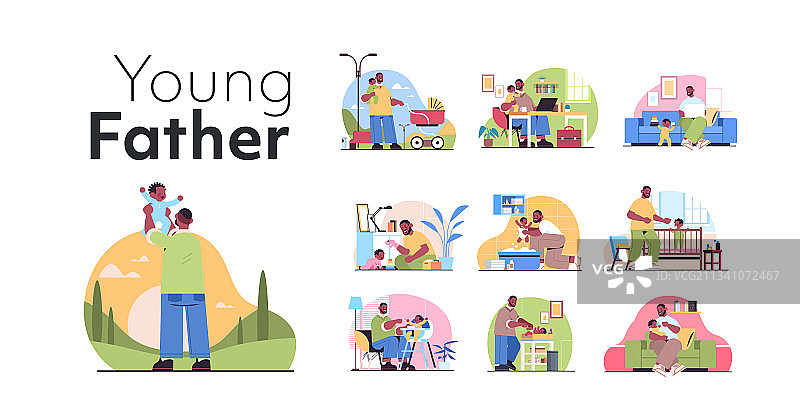 非裔美国人父亲亲子时光套装图片素材