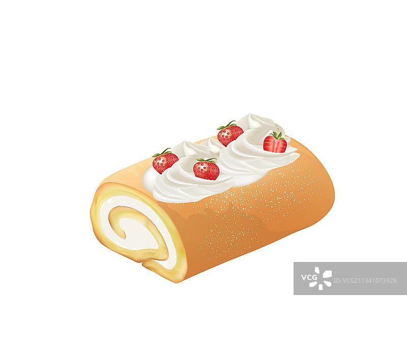 鲜奶油草莓卷蛋糕图片素材