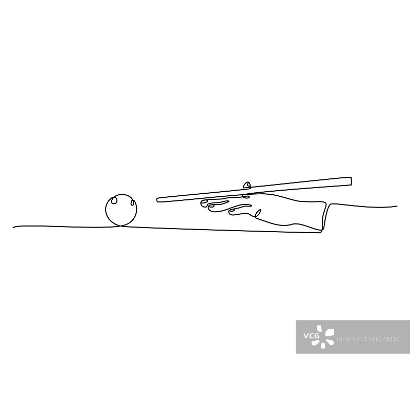 连续线条画：手持球杆打台球图片素材