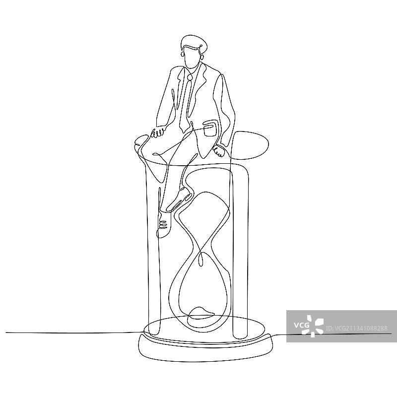 成功的商人连续线条画图片素材