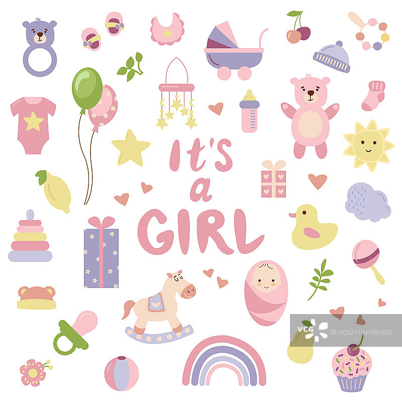 手绘元素：女孩套装图片素材