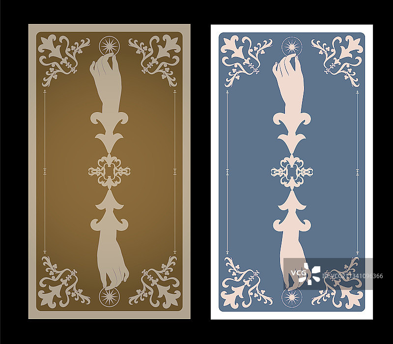 复古塔罗牌或扑克牌背面图片素材