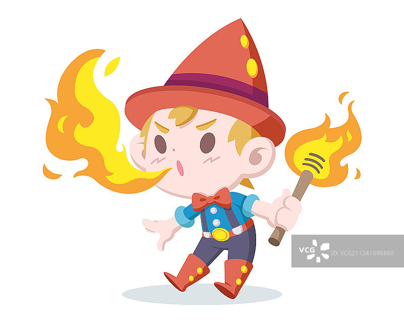 卡通喷火男孩图片素材