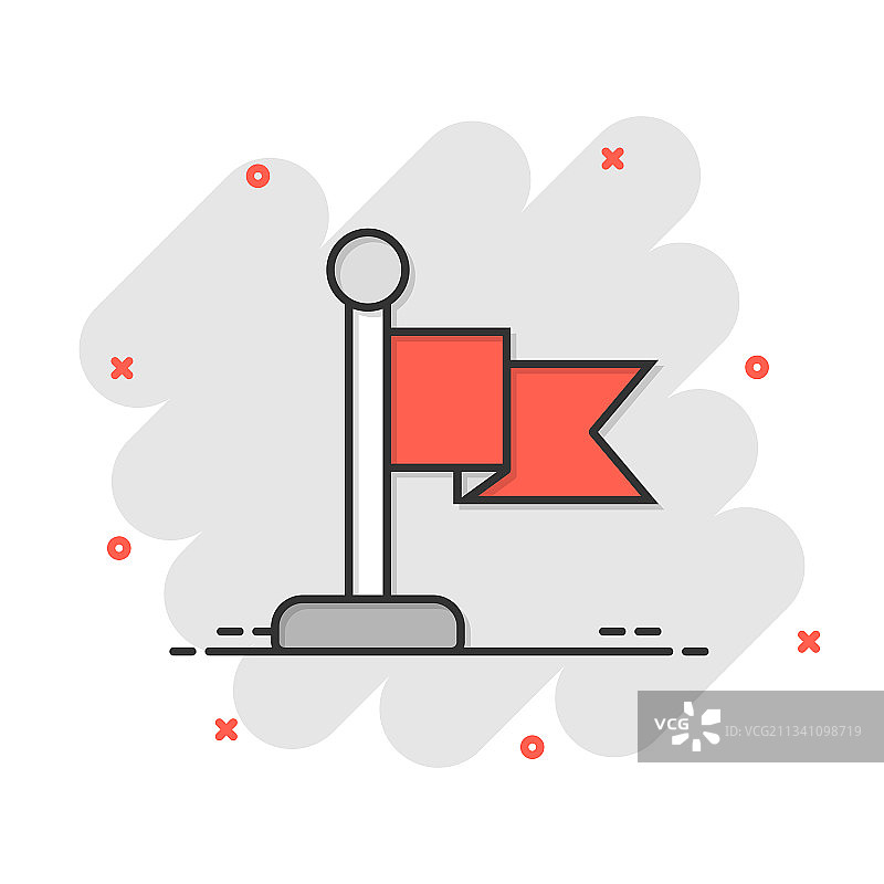 漫画风格旗帜图钉图标图片素材