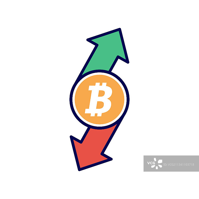 比特币价格上涨与下跌箭头图片素材