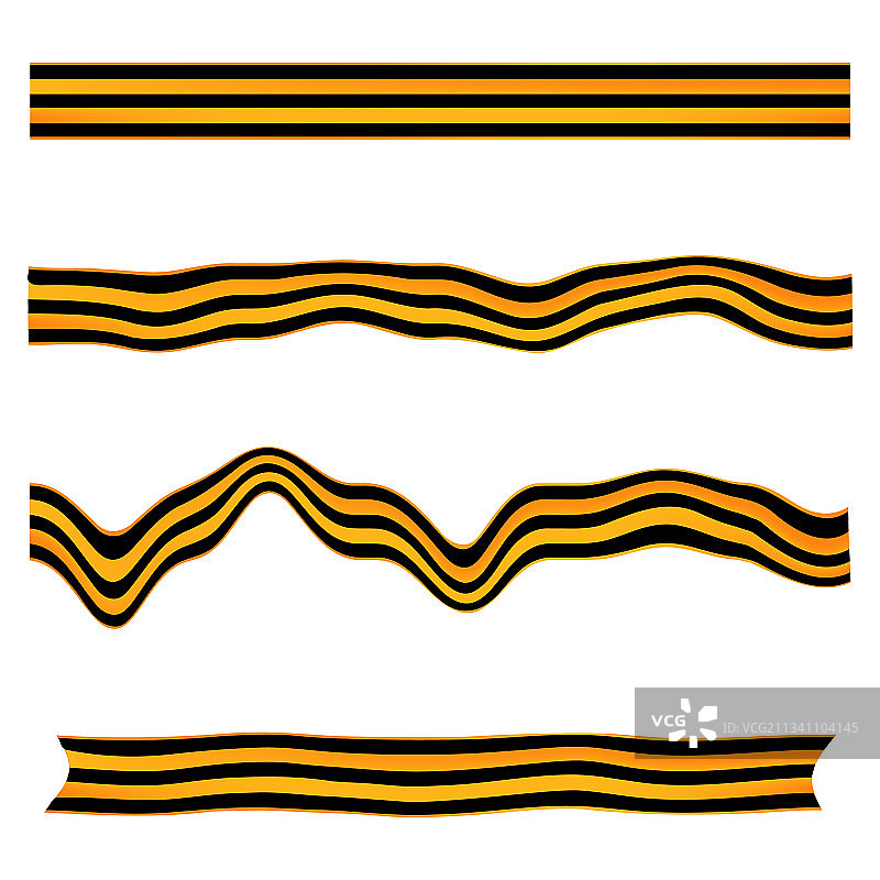 圣乔治丝带扁平隔离白色背景套装图片素材