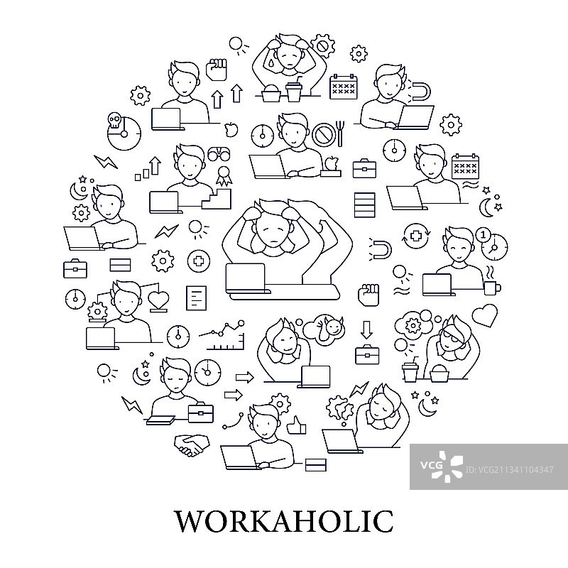 工作狂主题圆形海报图片素材