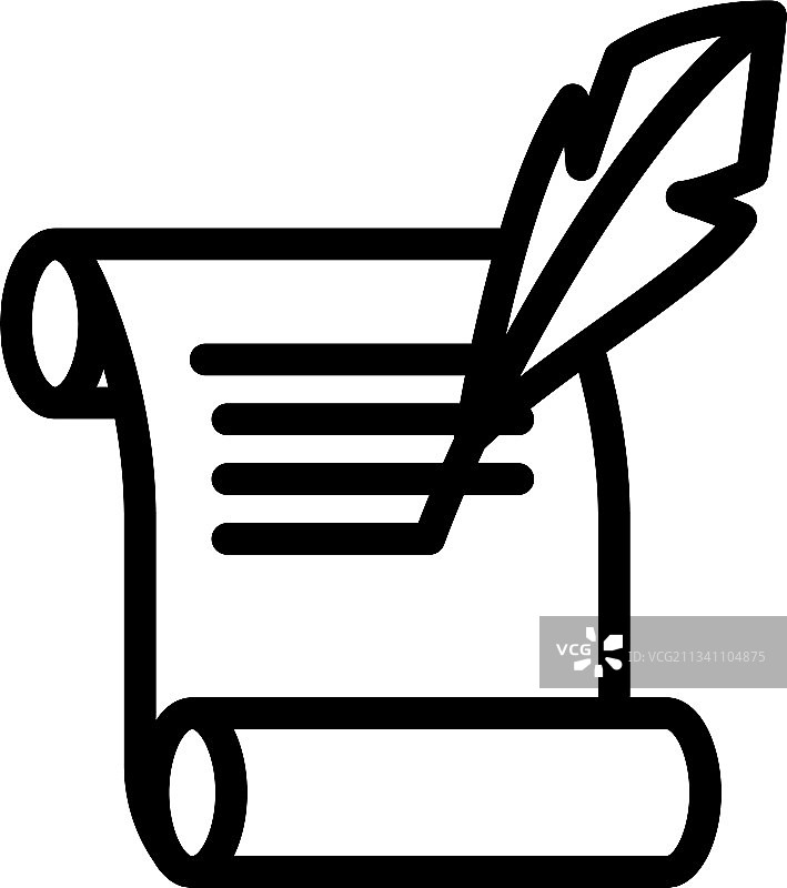 羽毛和卷轴图标图片素材