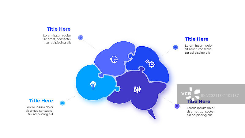 现代信息图大脑拼图设计模板图片素材