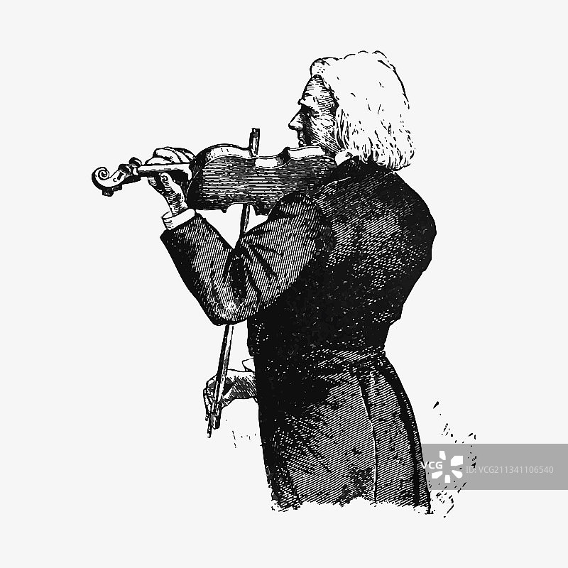 小提琴家复古绘画图片素材