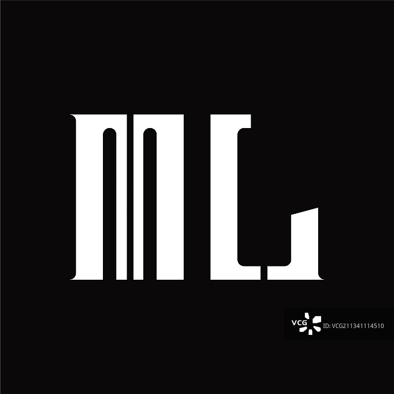 带有中间切片设计的ml标志图案图片素材