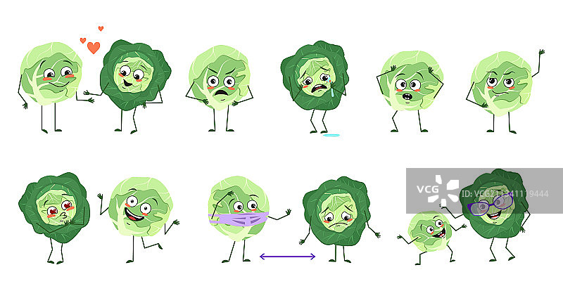 表情可爱的卡通卷心菜角色图片素材