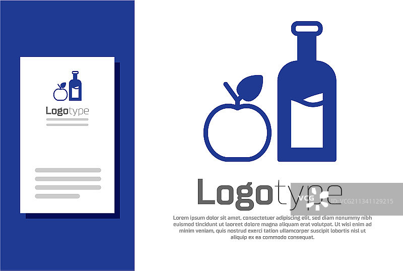 蓝色苹果西打酒瓶图标，白色背景图片素材