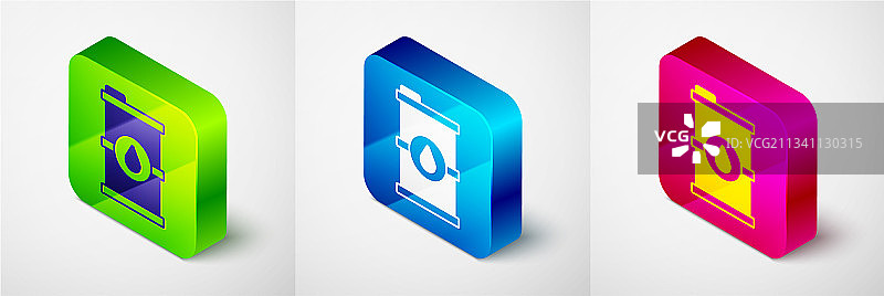 2.5D生物燃料桶图标，灰色背景图片素材