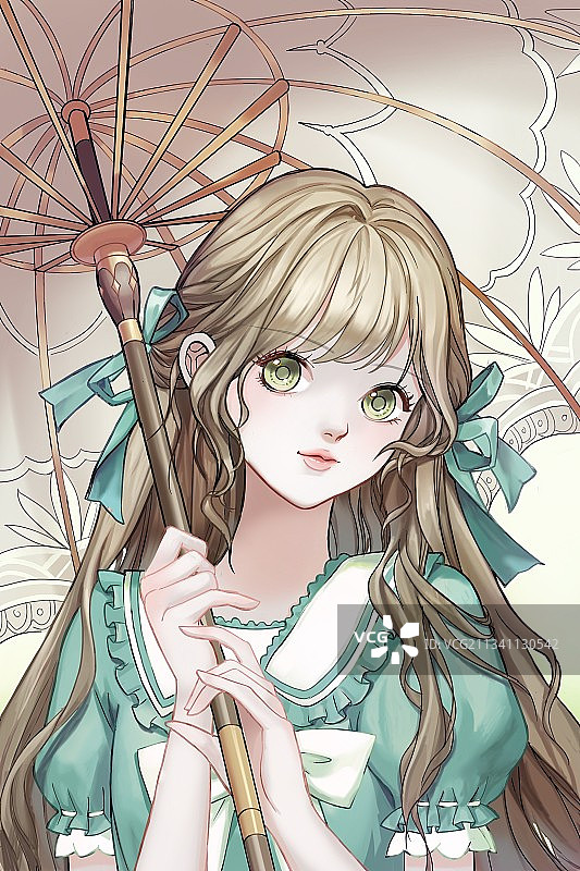 撑伞女孩图片素材