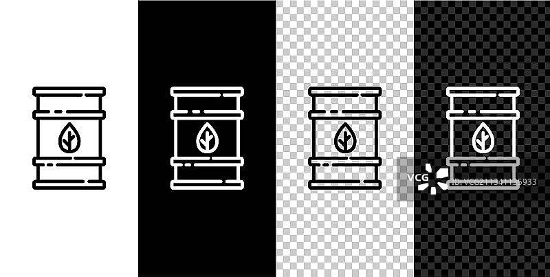 生物燃料桶图标黑色背景合集图片素材