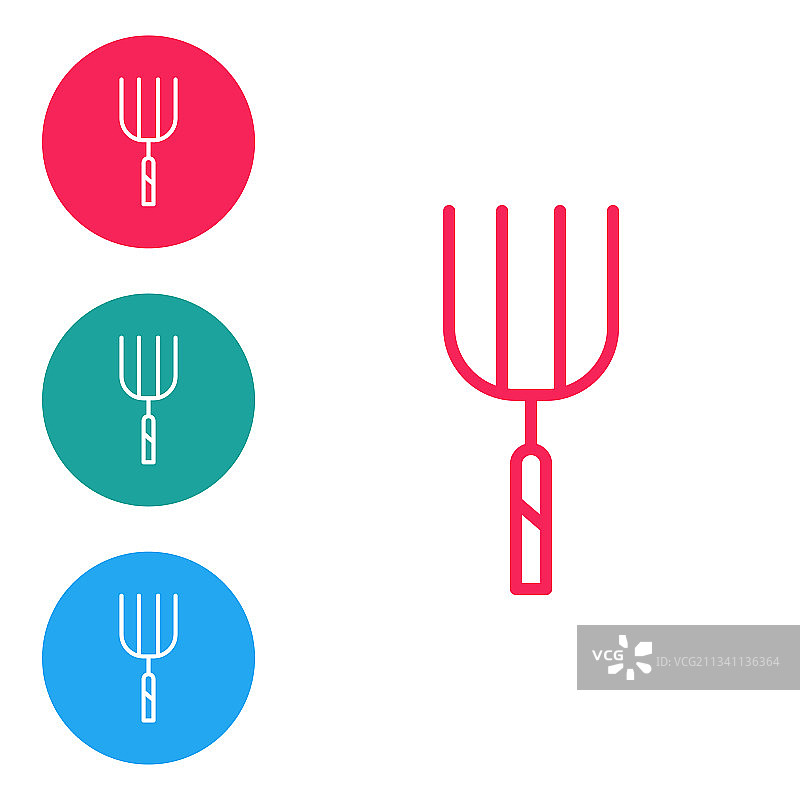 红色线条花园草叉图标图片素材