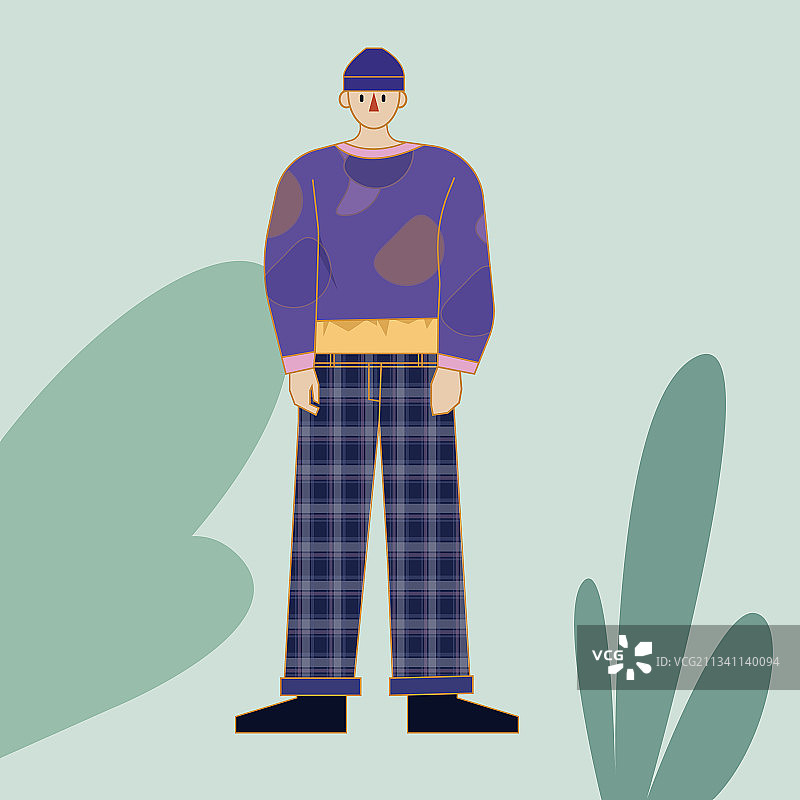 矢量风格人物插画-男生图片素材