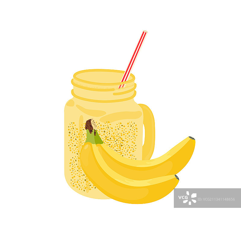 白色背景上的香蕉冰沙图片素材