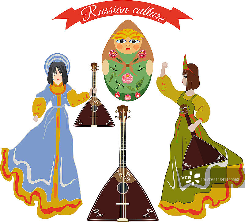 俄罗斯文化扁平风格设计图片素材