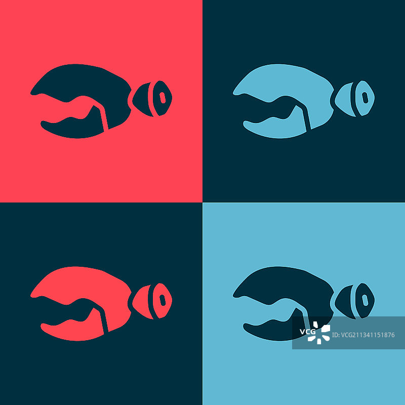 波普艺术风格龙虾或螃蟹爪线条图标图片素材