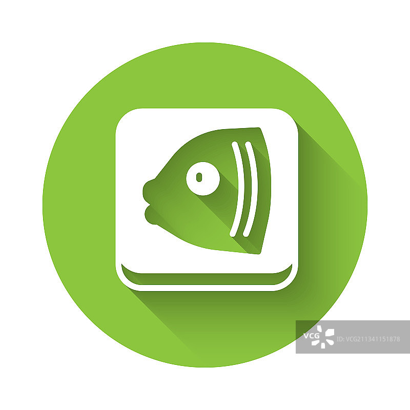 带有长阴影的白色鱼头图标图片素材