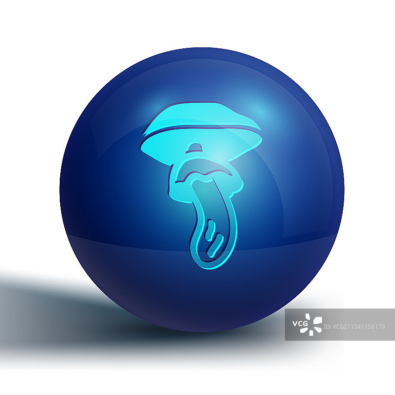 蓝色裸盖菇蘑菇图标，白色背景图片素材