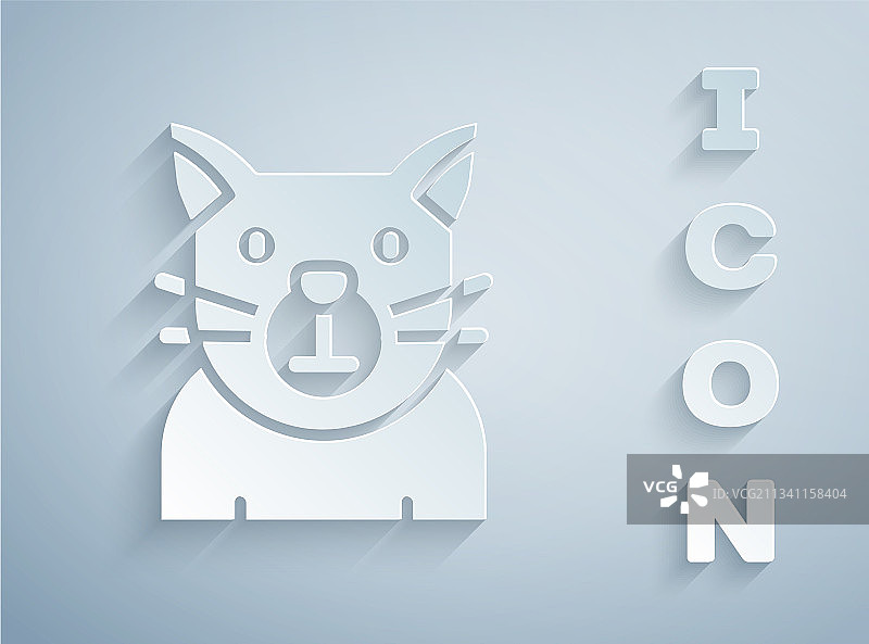 灰色背景上的剪纸猫图标图片素材
