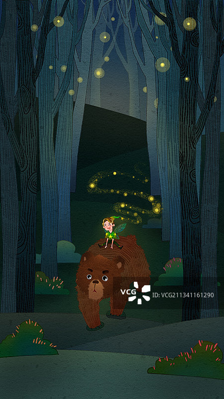 森林里的精灵和小熊图片素材