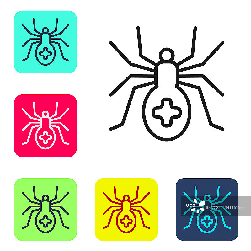 白色背景上的黑色线条蜘蛛图标图片素材