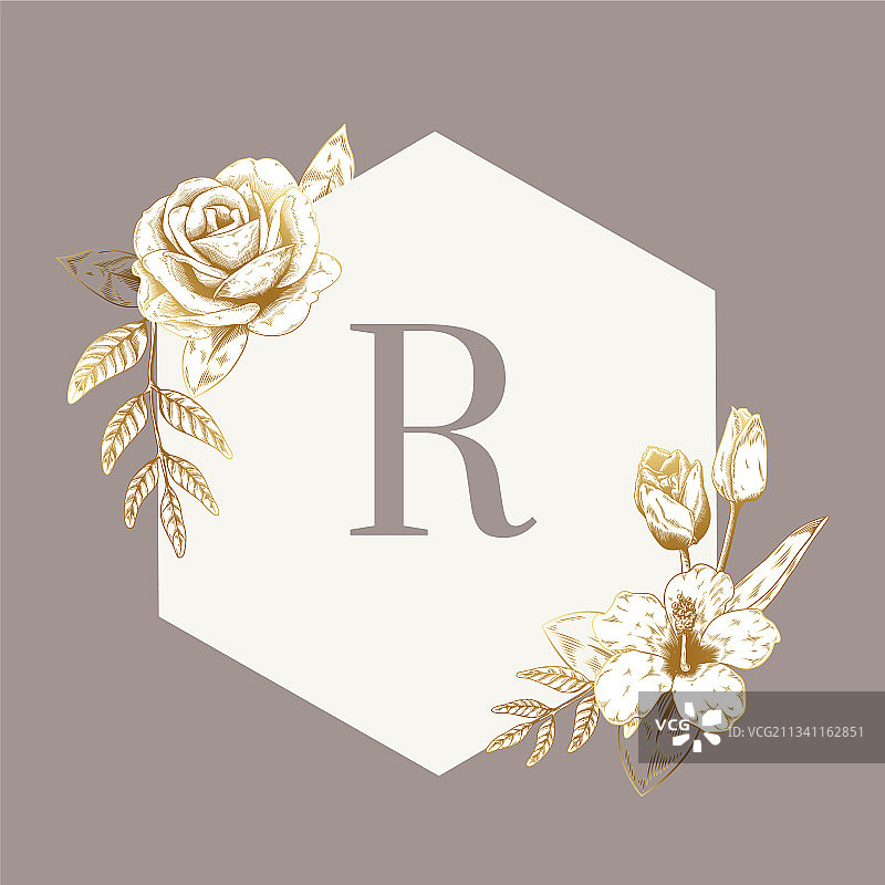 复古花卉徽章图片素材