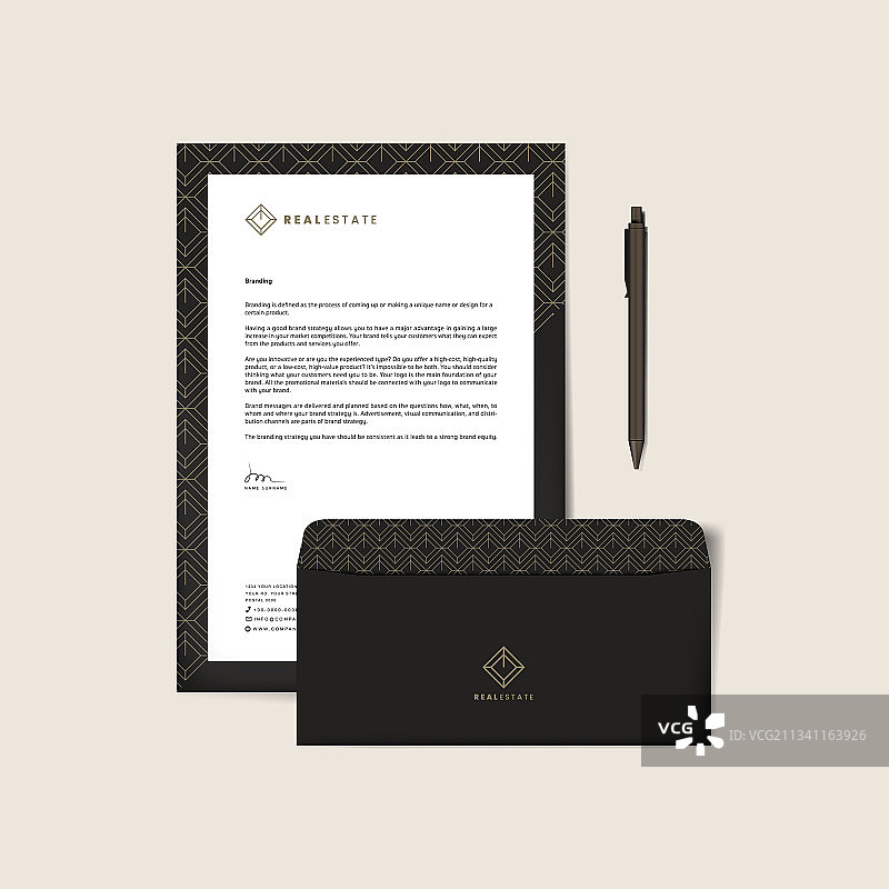 企业信封和信纸模板图片素材