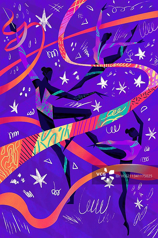 夏季会艺术体操波普风插画图片素材