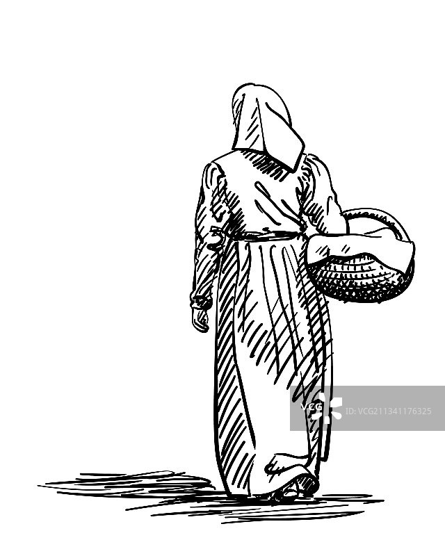 绘画一个复古风格的农家女孩图片素材