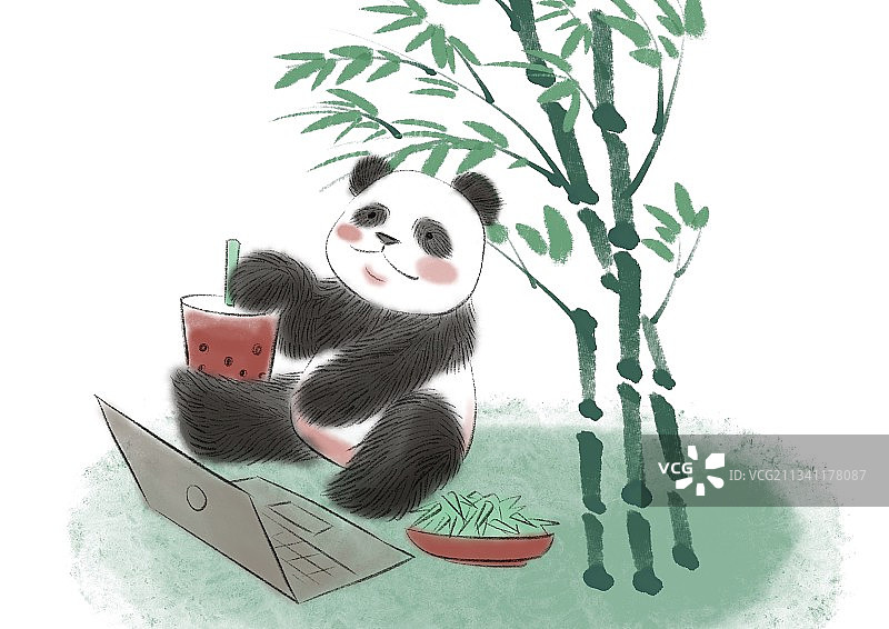 惬意熊猫图片素材