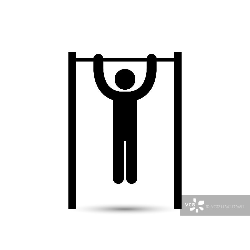 男人做引体向上，简约剪影图标图片素材