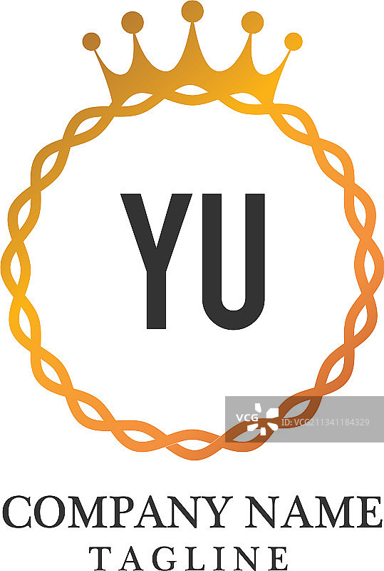 yu首字母优雅标志设计模板图片素材