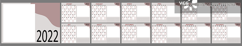 2021年12个月日历模板图片素材