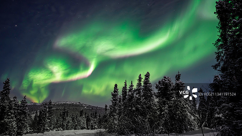 美国阿拉斯加费尔班克斯雪夜美景图片素材